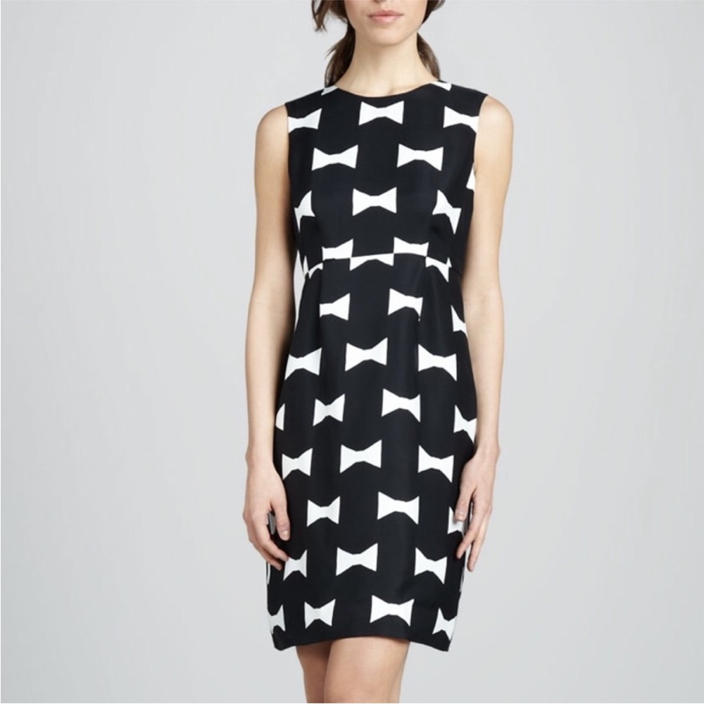 Kate Spade Cora Bow Print Black White Bow Dress 8